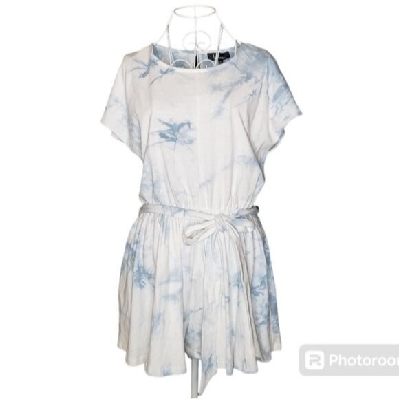 NWT Lulus On A Road Trip Blue Tie Dye Short Sleeve Romper Size Medium - Picture 3 of 10